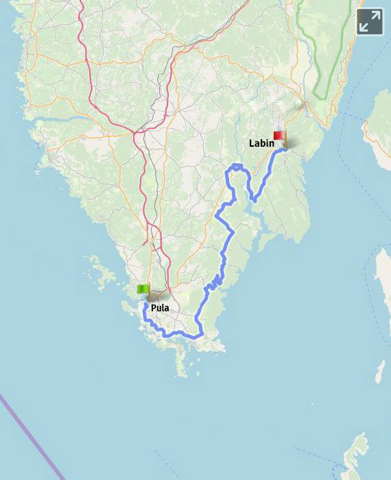 Show on map Pula - Labin