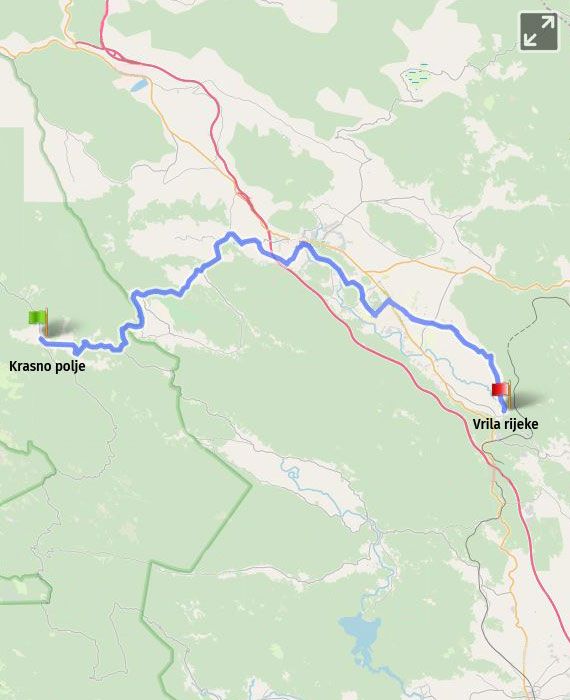 Show on map Krasno Polje - Vrila rijeke Gacke