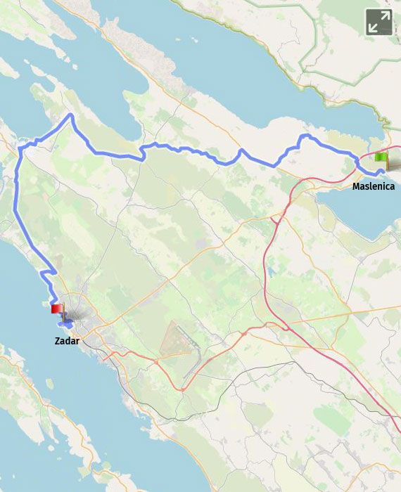 Prikaz na karti 11 Maslenica - Zadar
