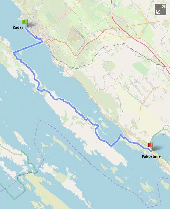 Prikaz na karti 12 Zadar - Pakoštane