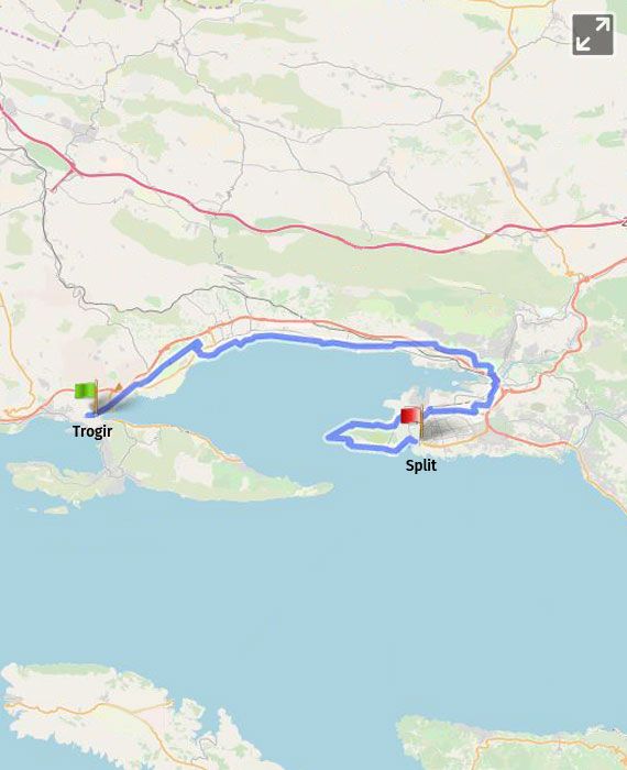 Prikaz na karti 15 Trogir - Split