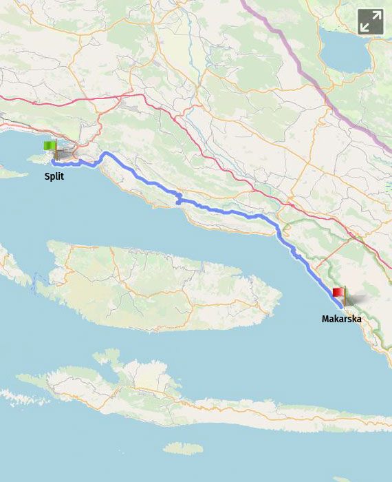 Show on map Split - Makarska